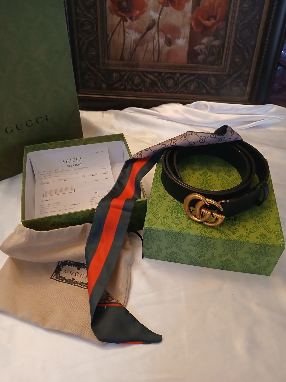 Gucci Black Leather Belt with Gold Double G Buckle